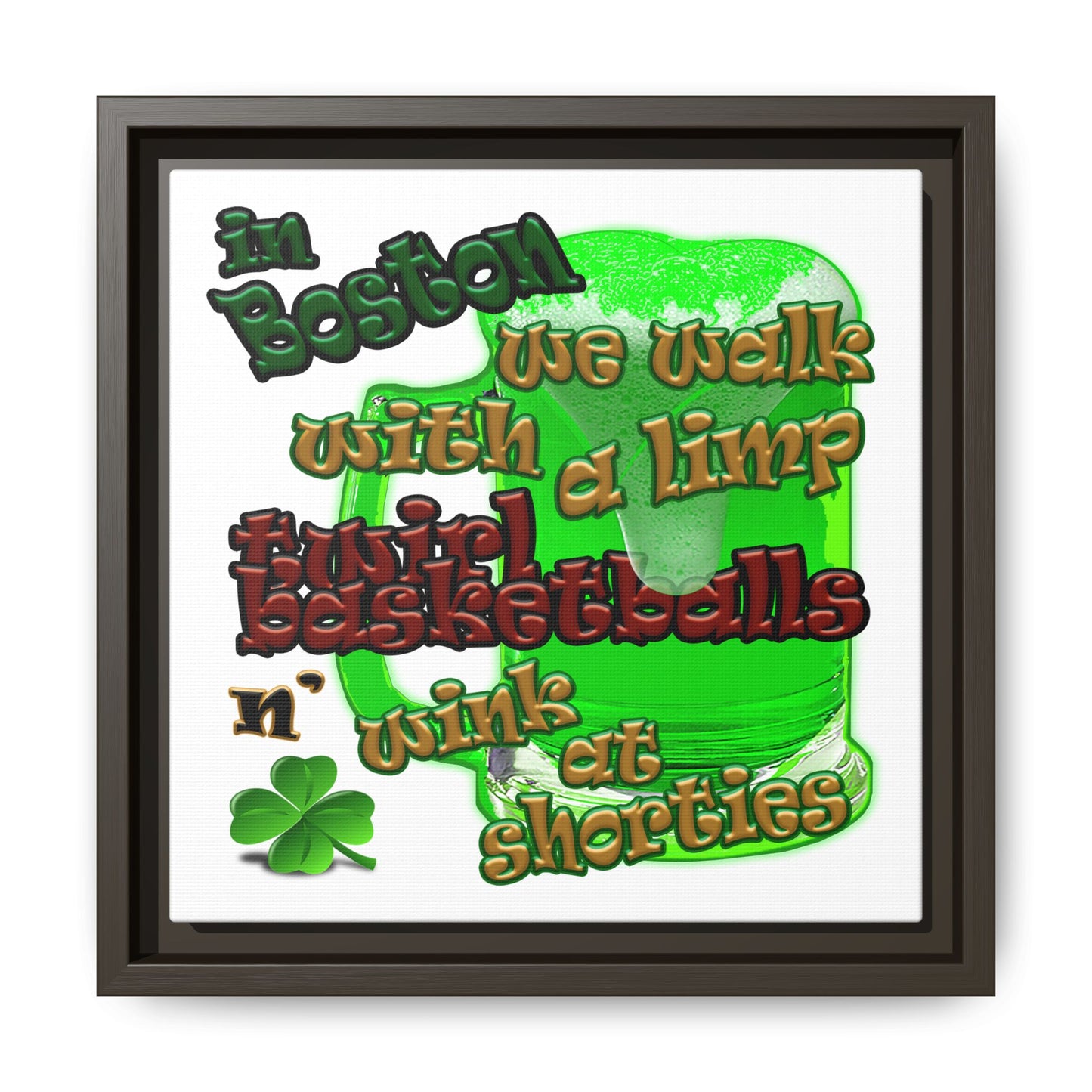 celtics logo - framed canvas art (white)