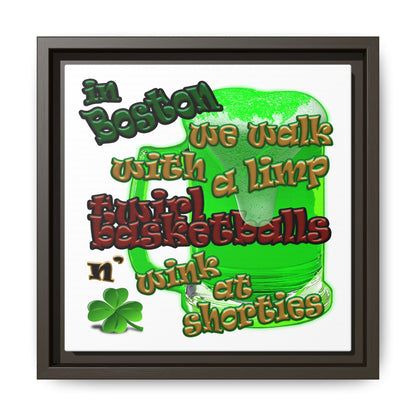 celtics logo - framed canvas art (white)