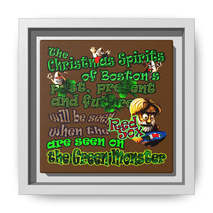 christmas spirits of boston - framed canvas art (brown)