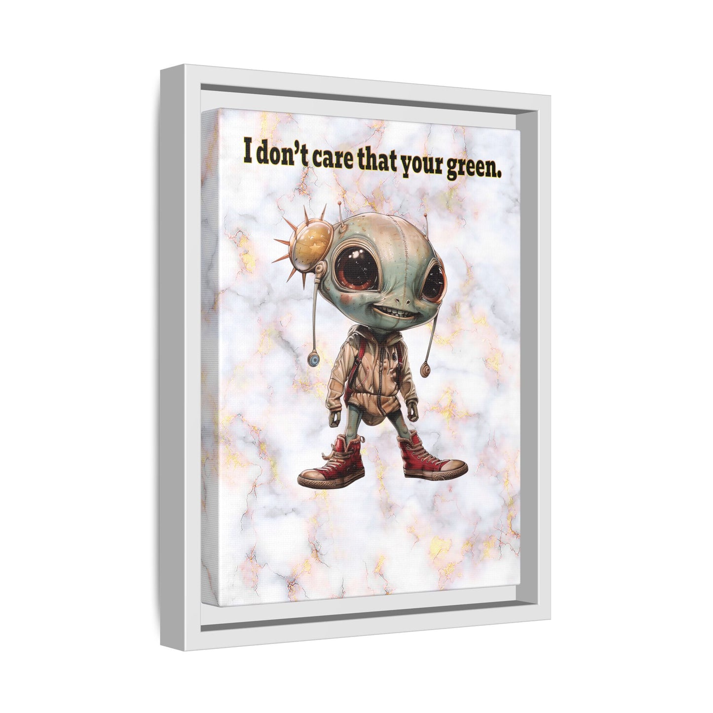 I don't care that your green - framed canvas art (white marble)