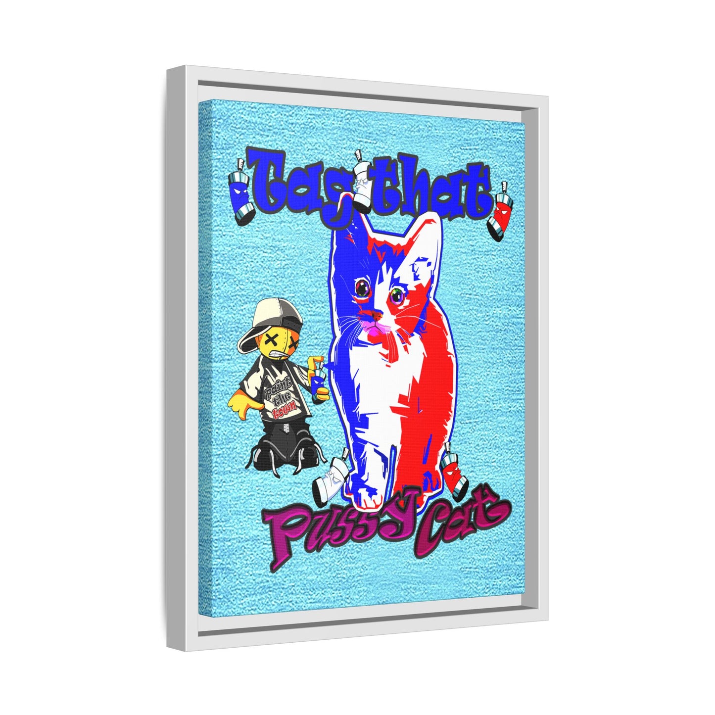 tag that - framed canvas art (faded blue)