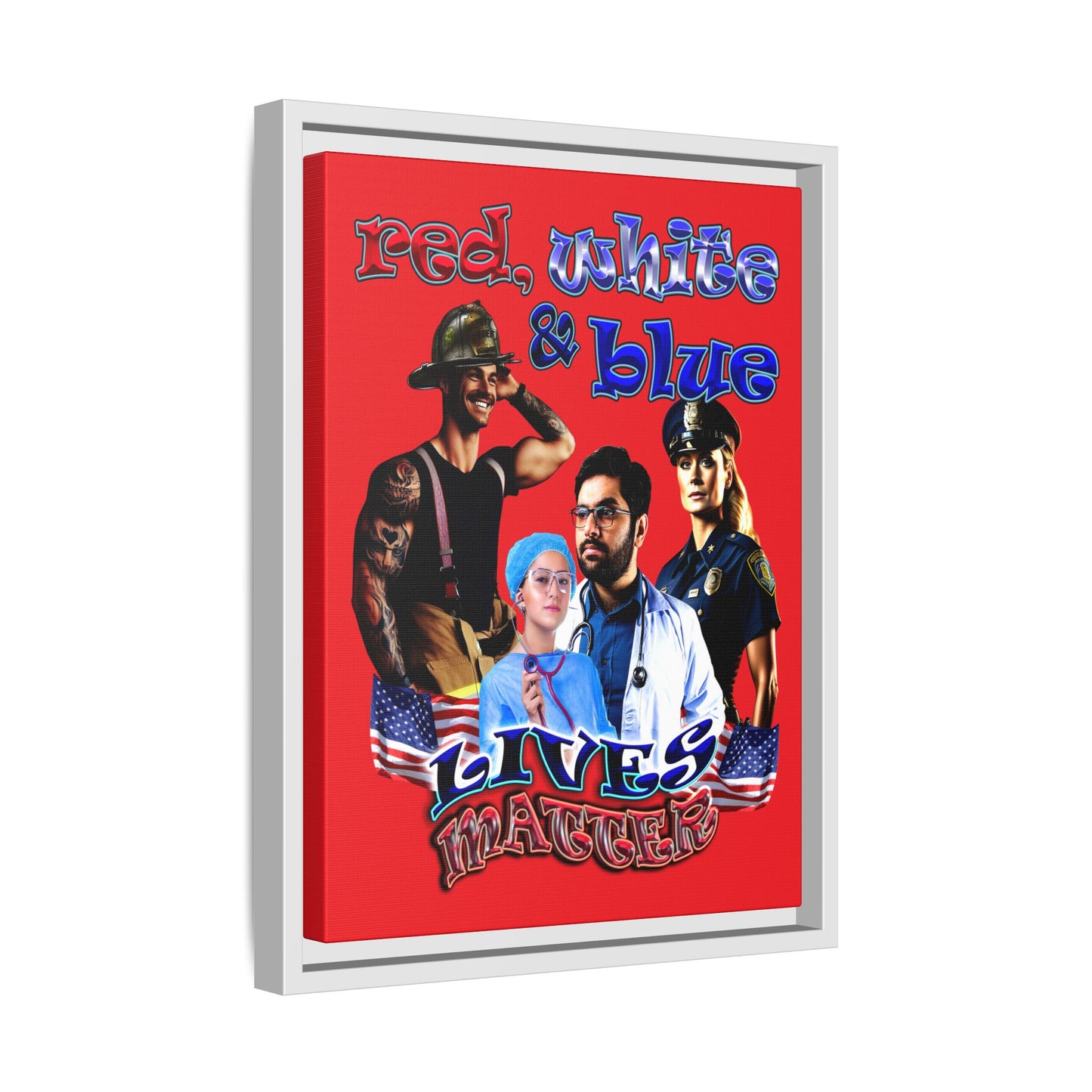 rw&b lives matter - framed canvas art (red)