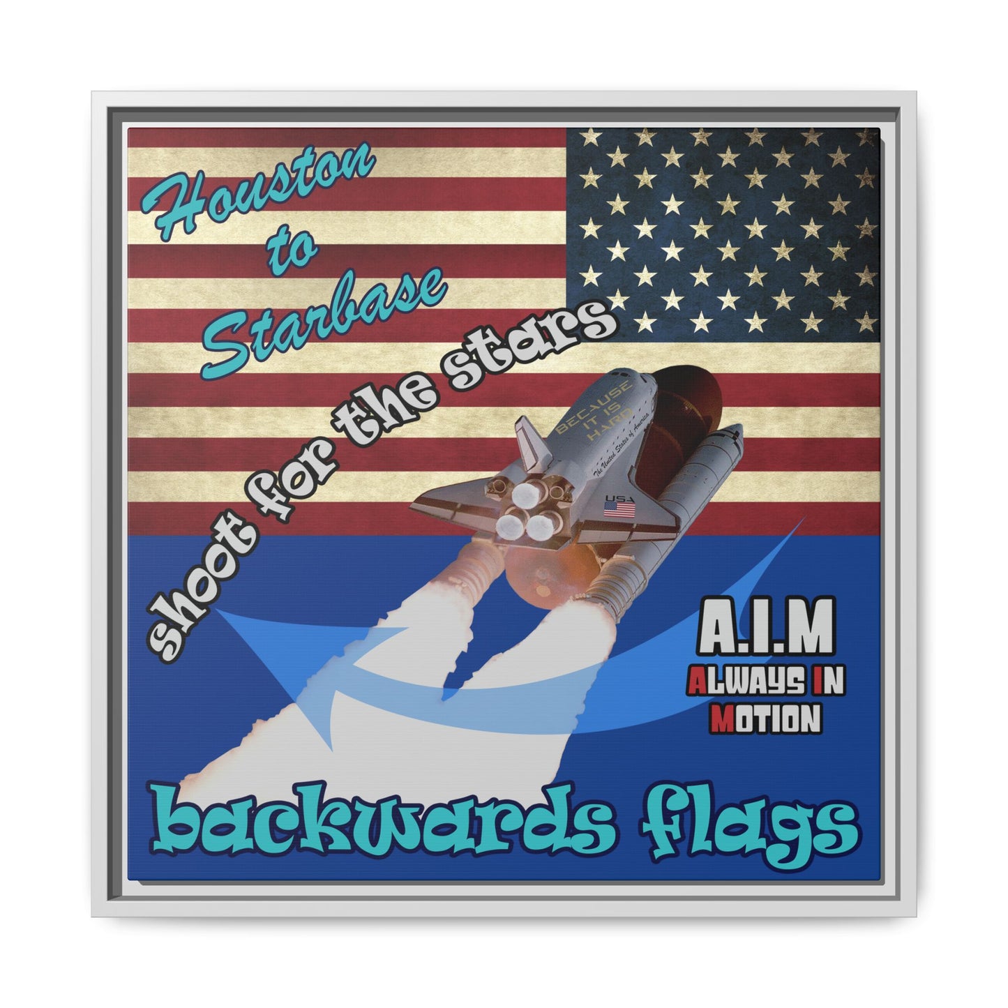 shoot for the stars - framed canvas art (dark blue)