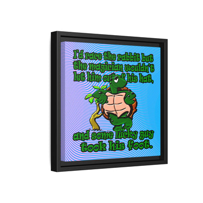 turtle race - framed canvas art (light blue-purple wave)