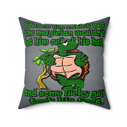 turtle race - Spun Polyester Square Pillow - (grey-light grey)