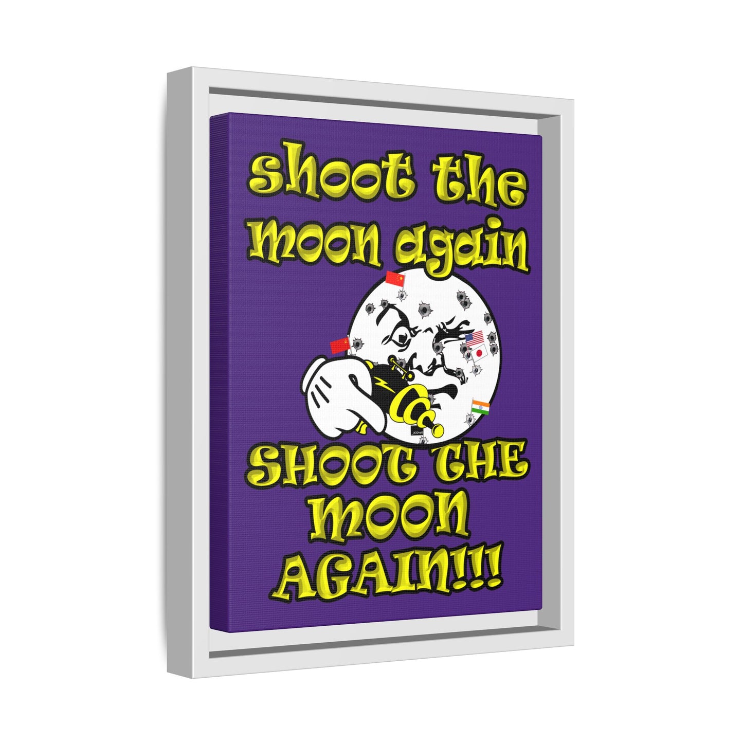 shoot the moon again - framed canvas art (purple)