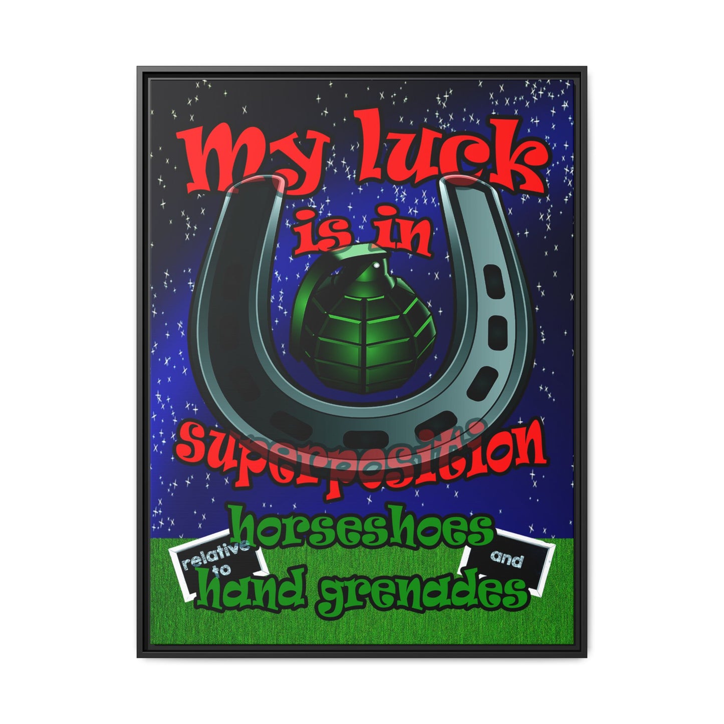 my luck - framed canvas art ('snoops' background)