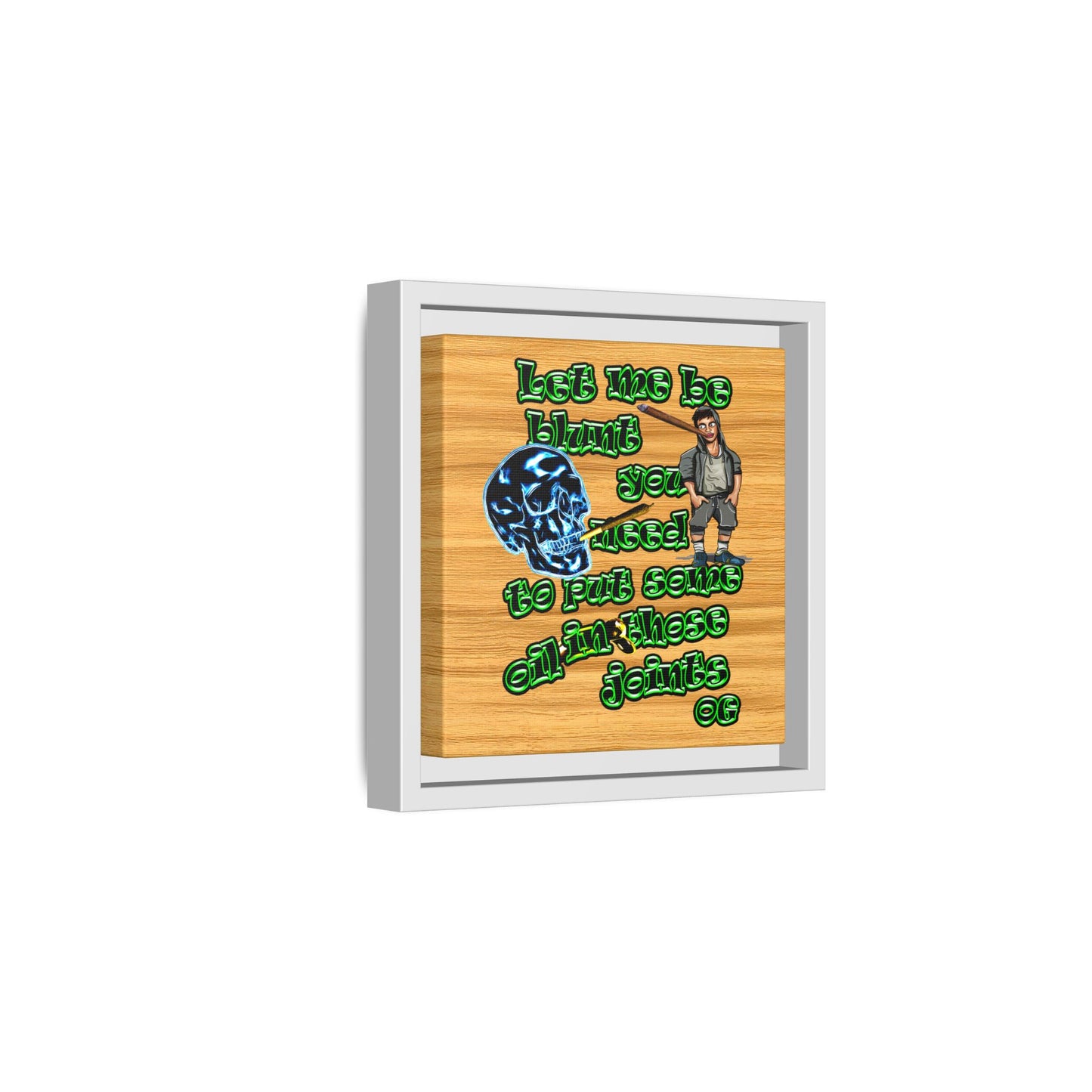 og - framed canvas art (butterscotch wood finish)