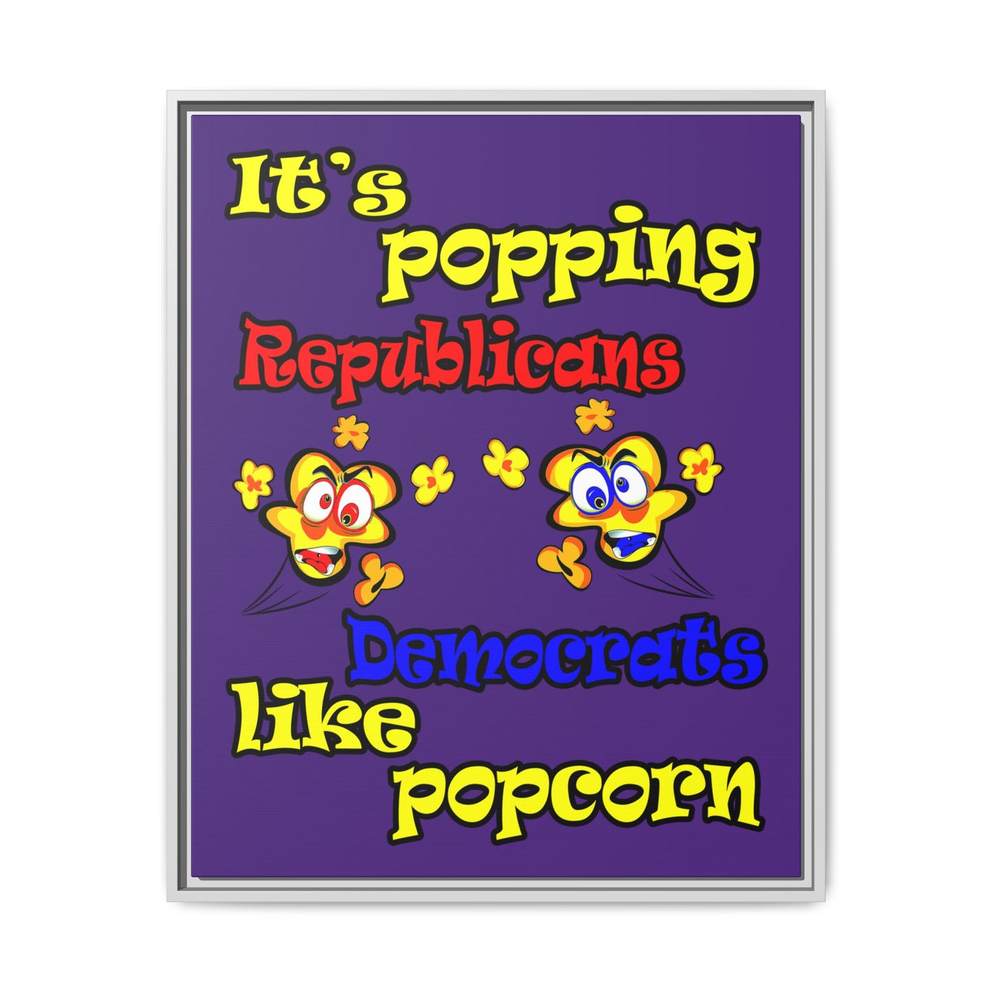 popping like popcorn - framed canvas art (purple)