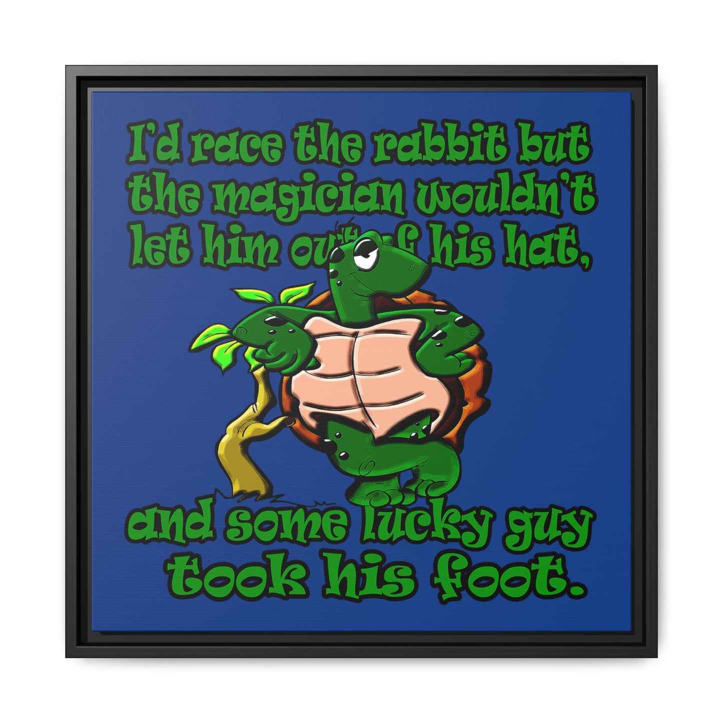 turtle race - framed canvas art (dark blue)
