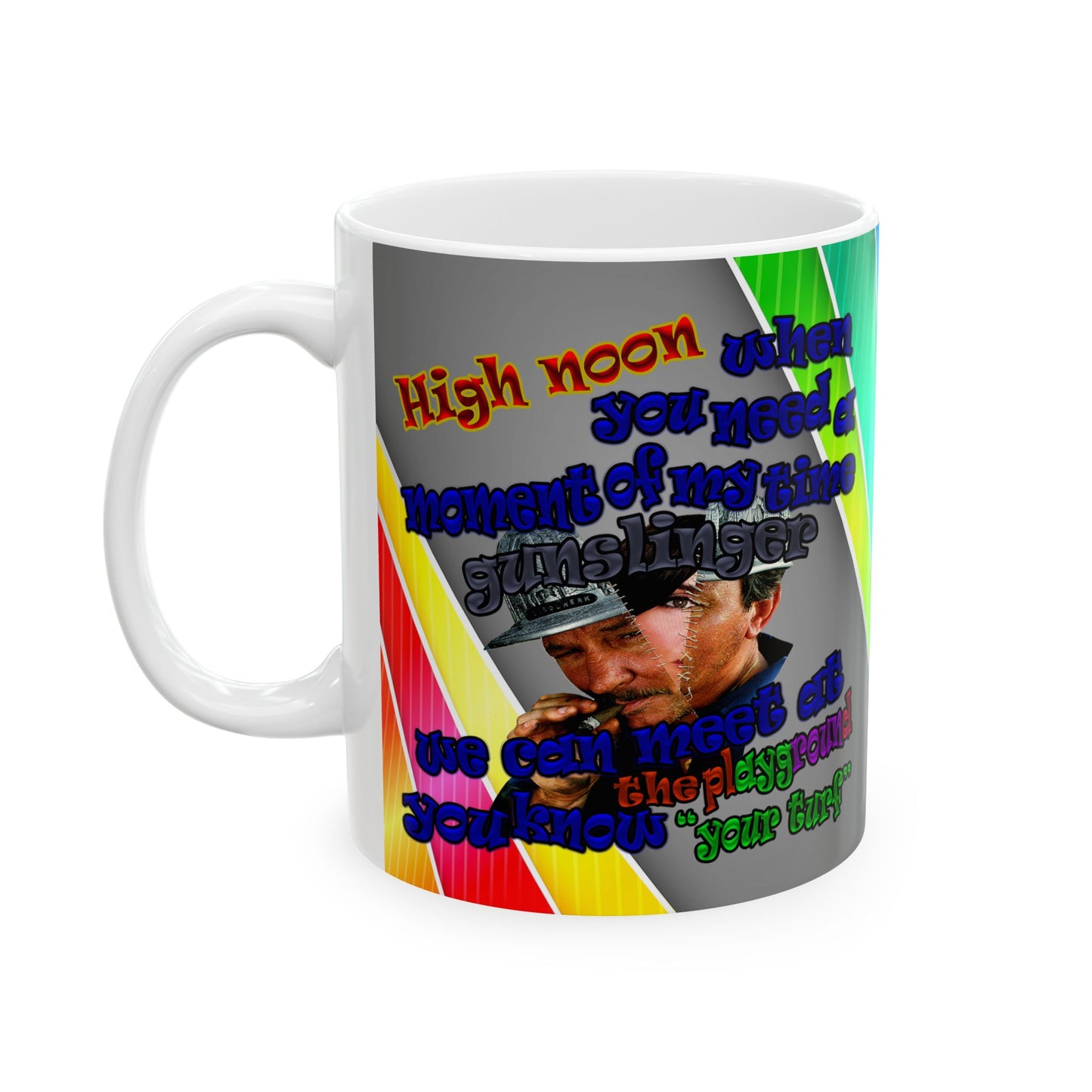 high noon - White Mug (rainbow split)
