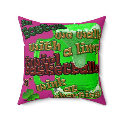 celtics logo - Spun Polyester Square Pillow - (pink)