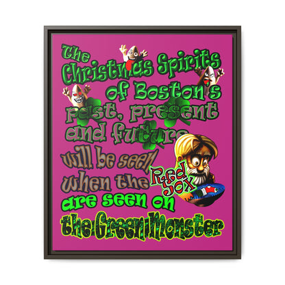 christmas spirits of boston - framed canvas art (pink)