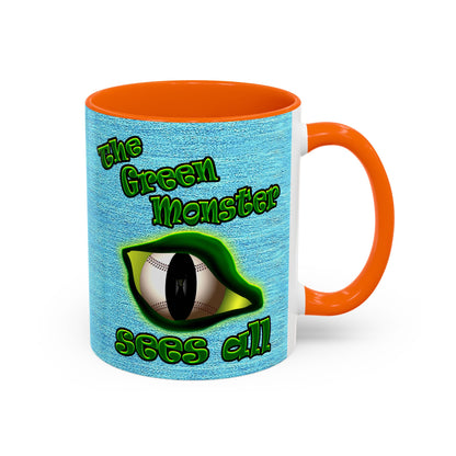 green monster - Accent Mug (faded blue)