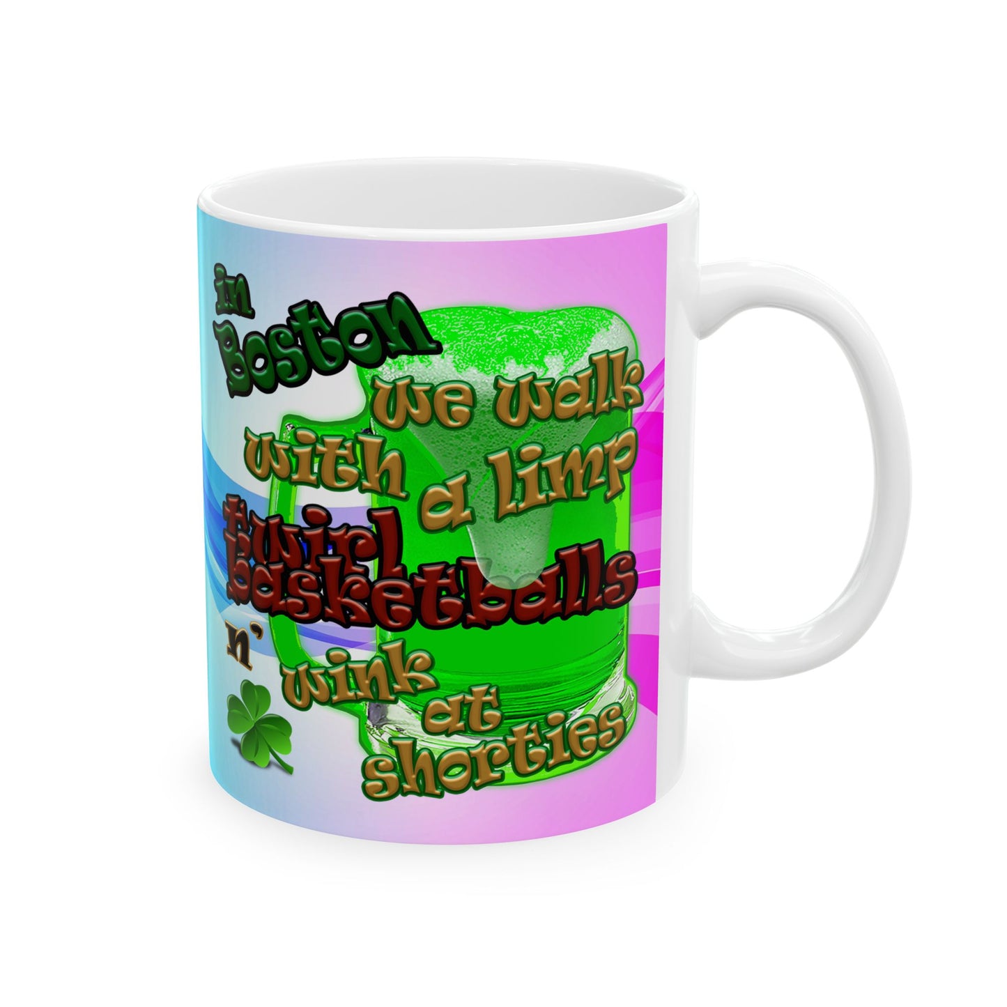 celtics logo - White Mug (light blue-pink wave)