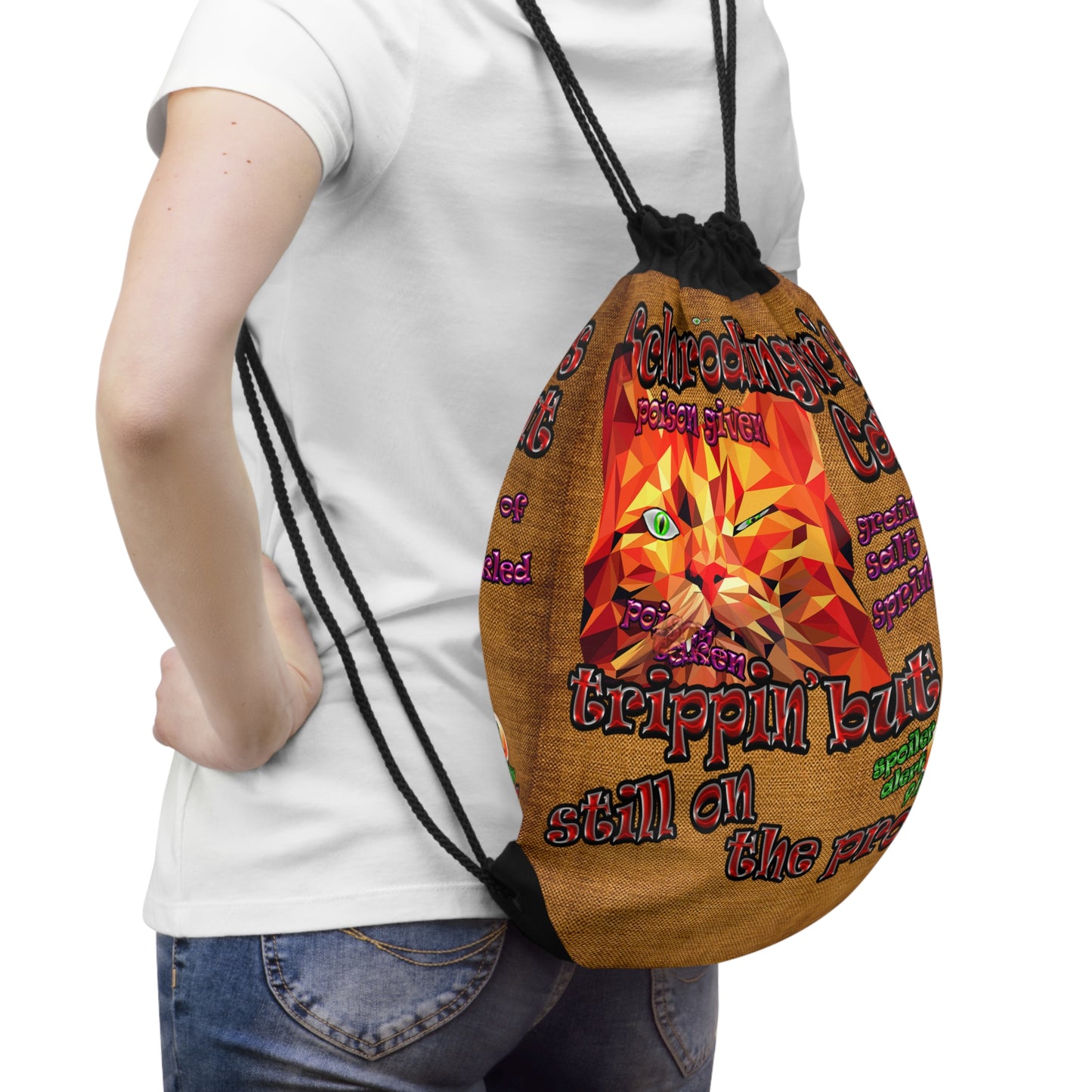 schrodinger's cat - Drawstring Bag (dichromatic brown papyrus)