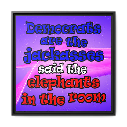 donkeys and elephants - framed canvas art (purple-pink wave)