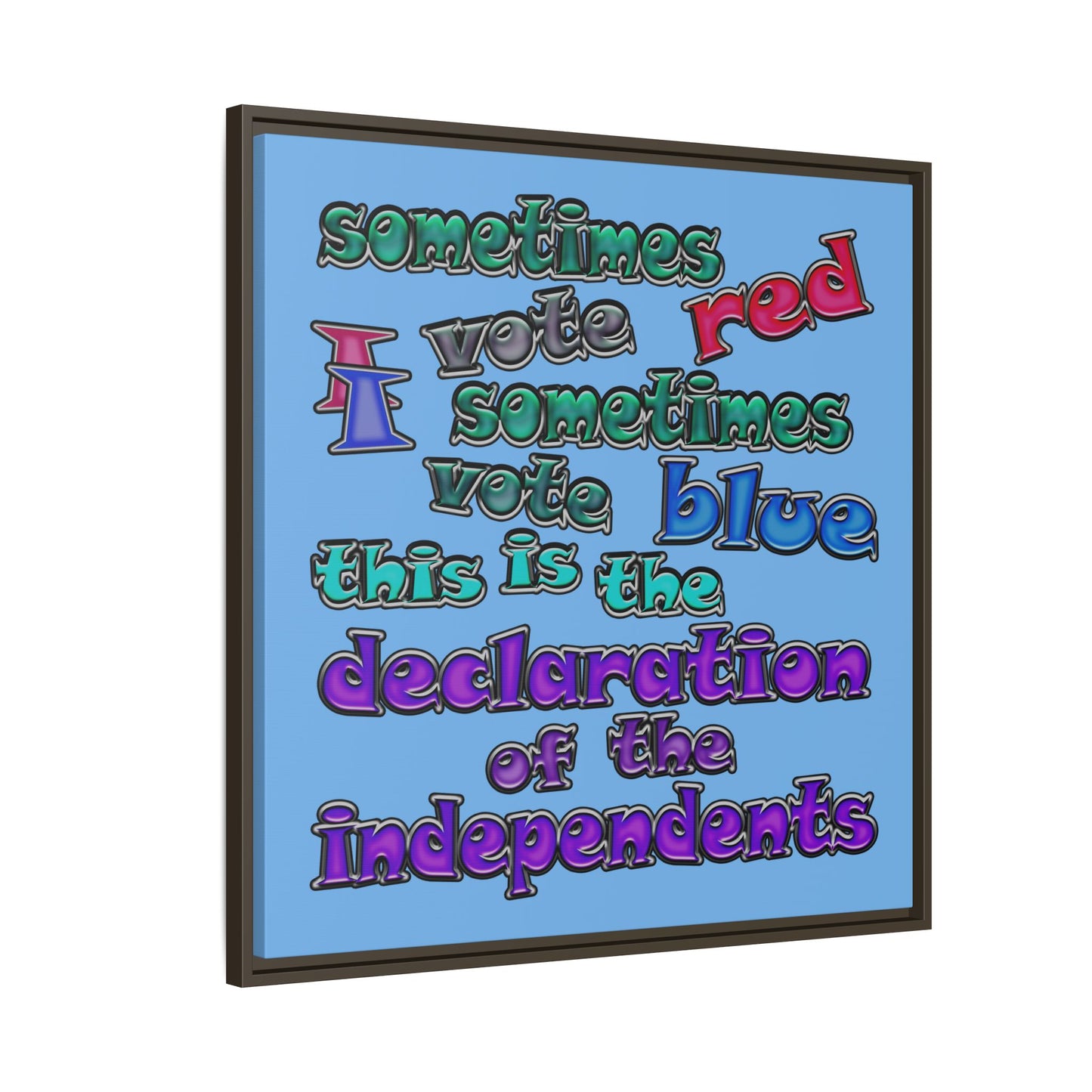 declaration of the independents - framed canvas art (light blue)