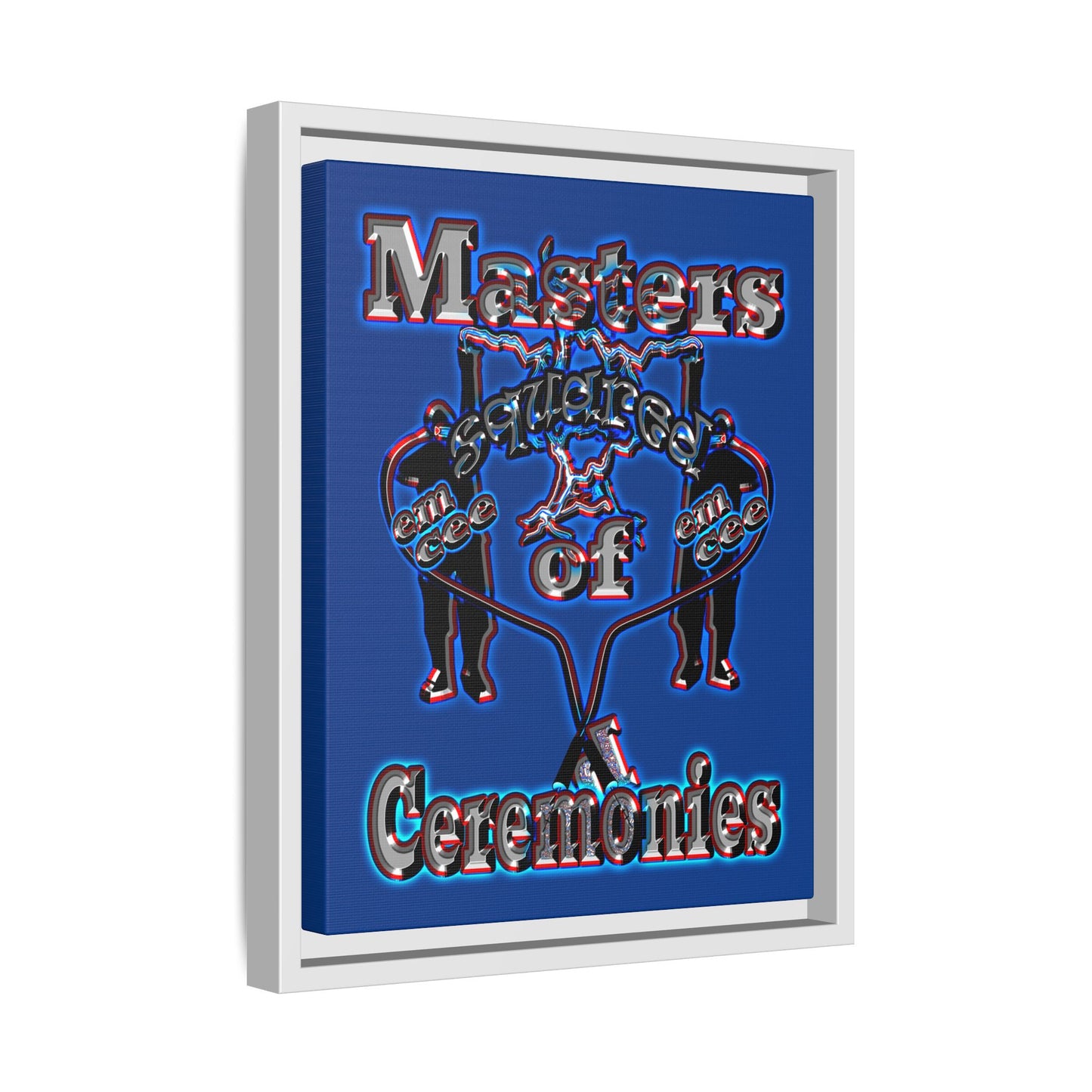 em cee squared - framed canvas art (dark blue)
