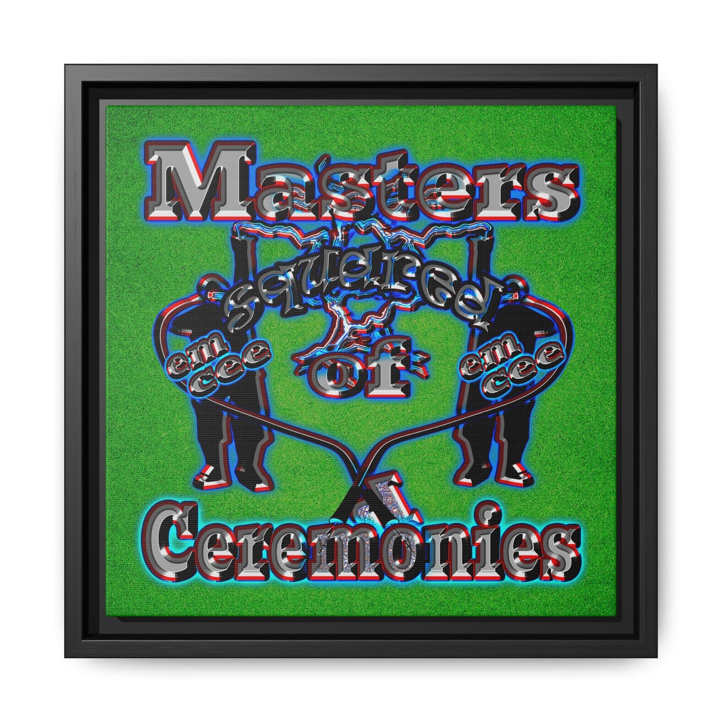 em cee squared - framed canvas art (green turf)