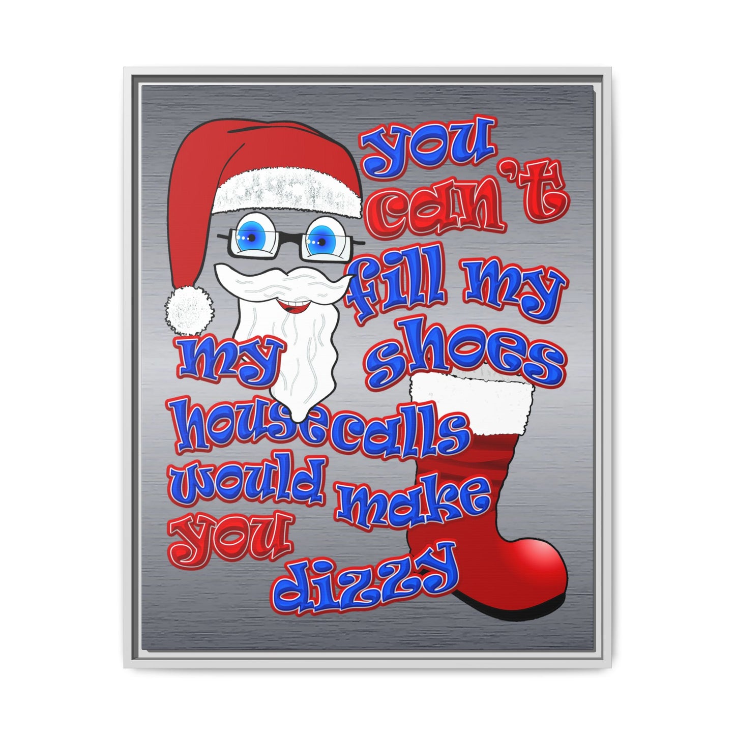 santa's shoes - framed canvas art (brushed nickel)