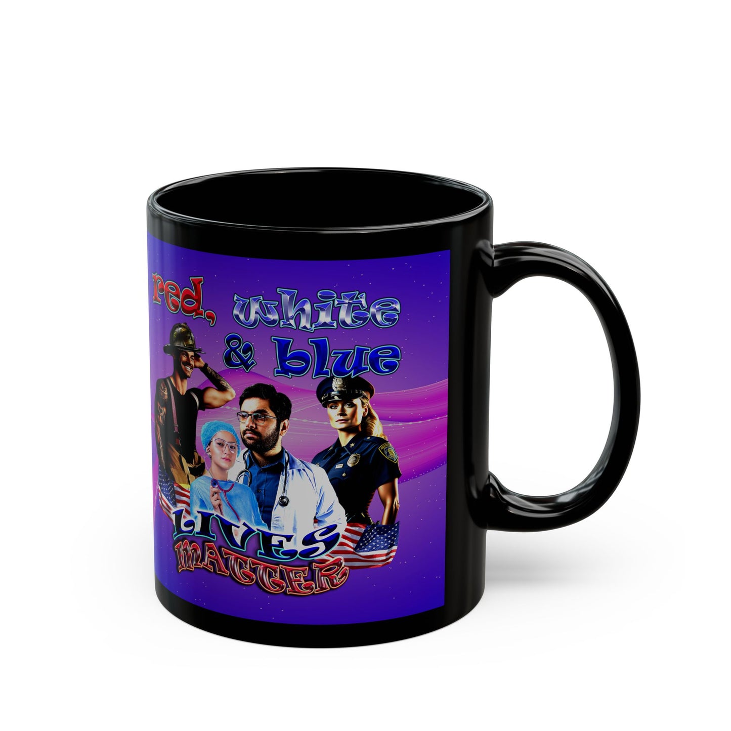 rw&b lives matter - Black Mug (purple-pink wave)