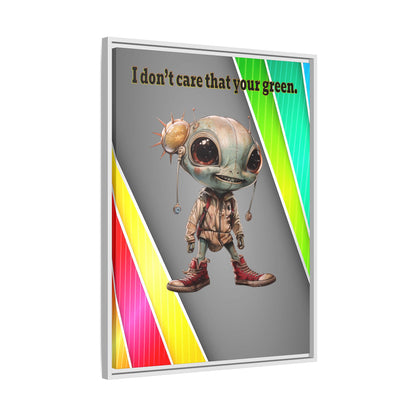 I don't care that your green - framed canvas art (rainbow split)