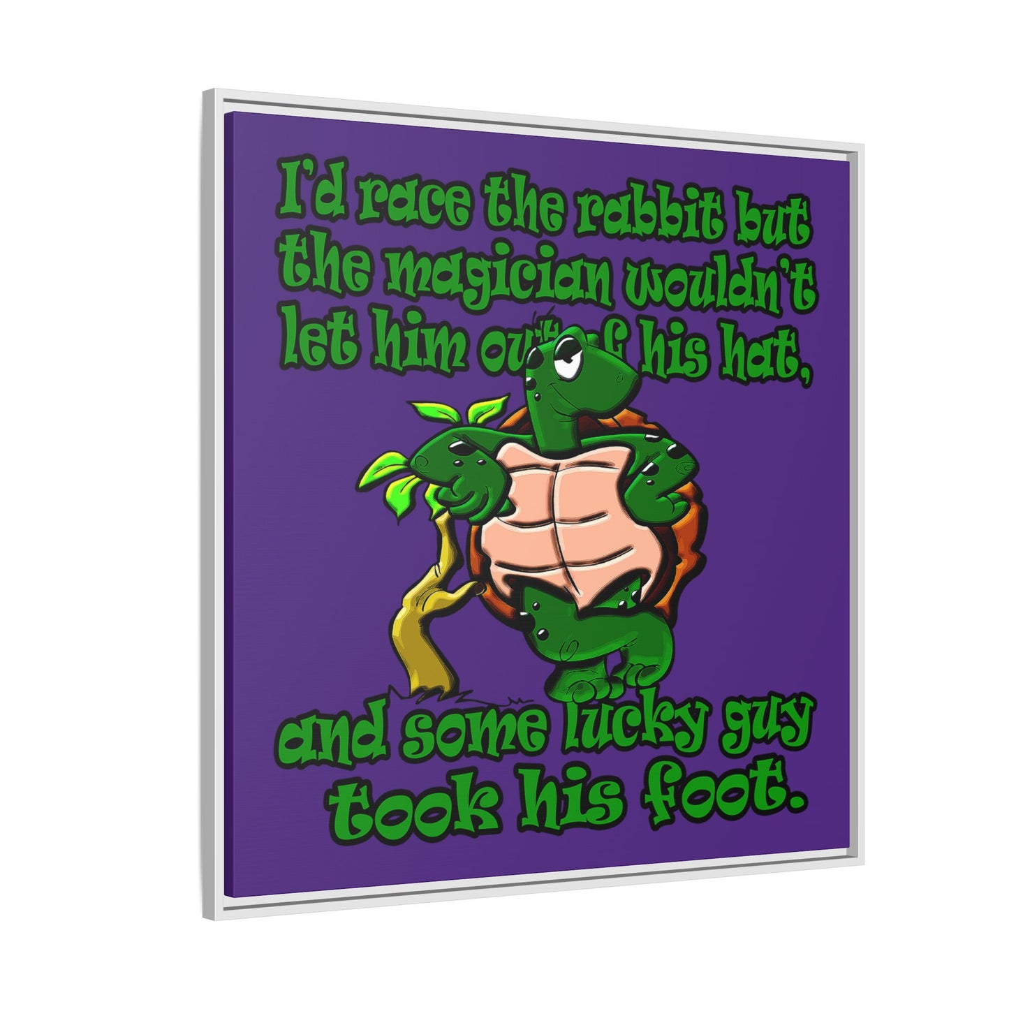 turtle race - framed canvas art (purple)