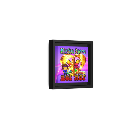 love peace - framed canvas art (purple-pink wave)