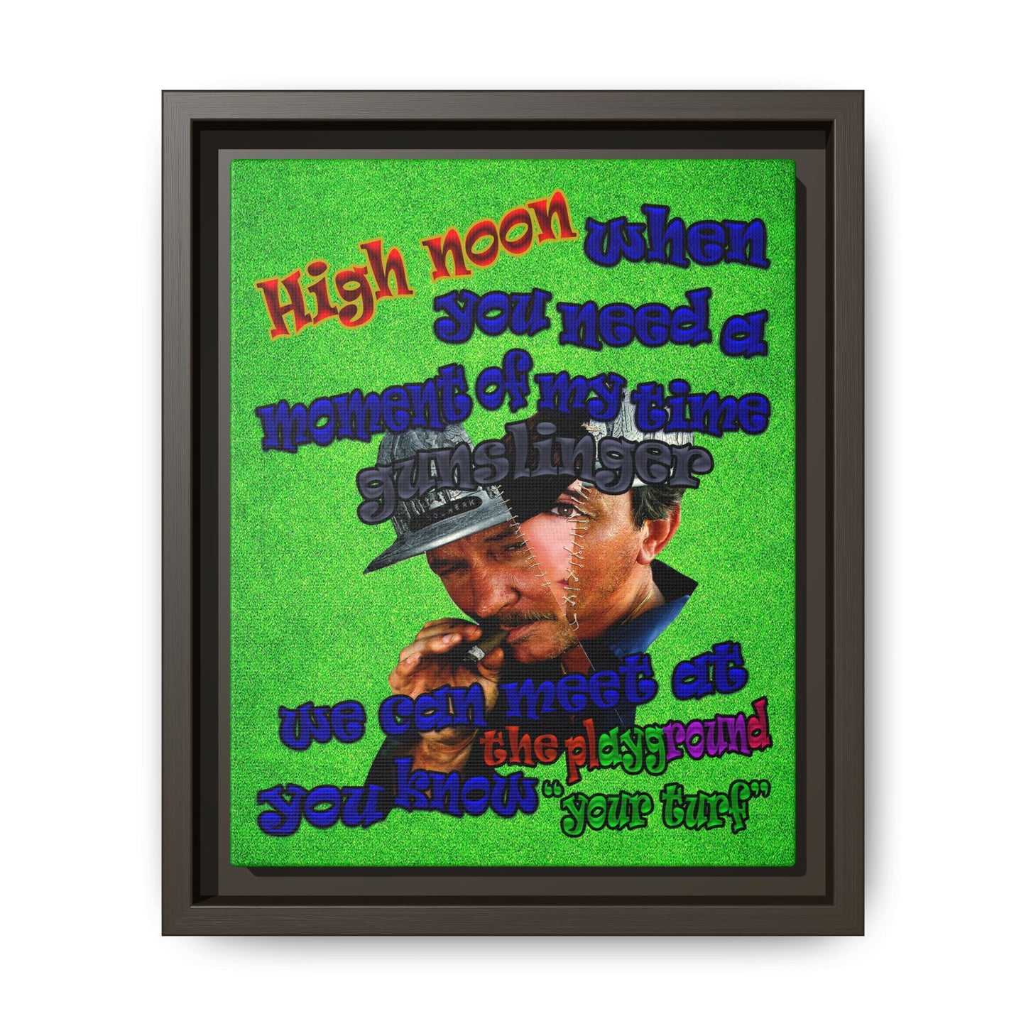 high noon - framed canvas art (green turf)