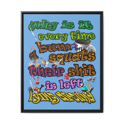 the bum's shit - framed canvas art (light blue)