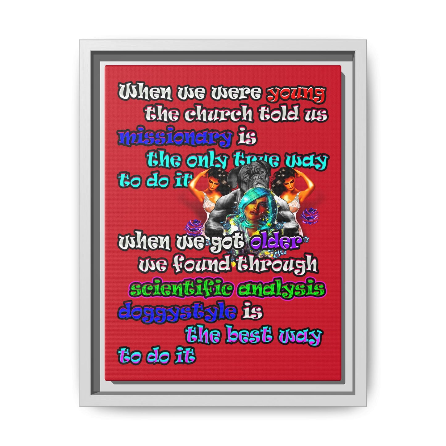 doggystyle - framed canvas art (dark red)
