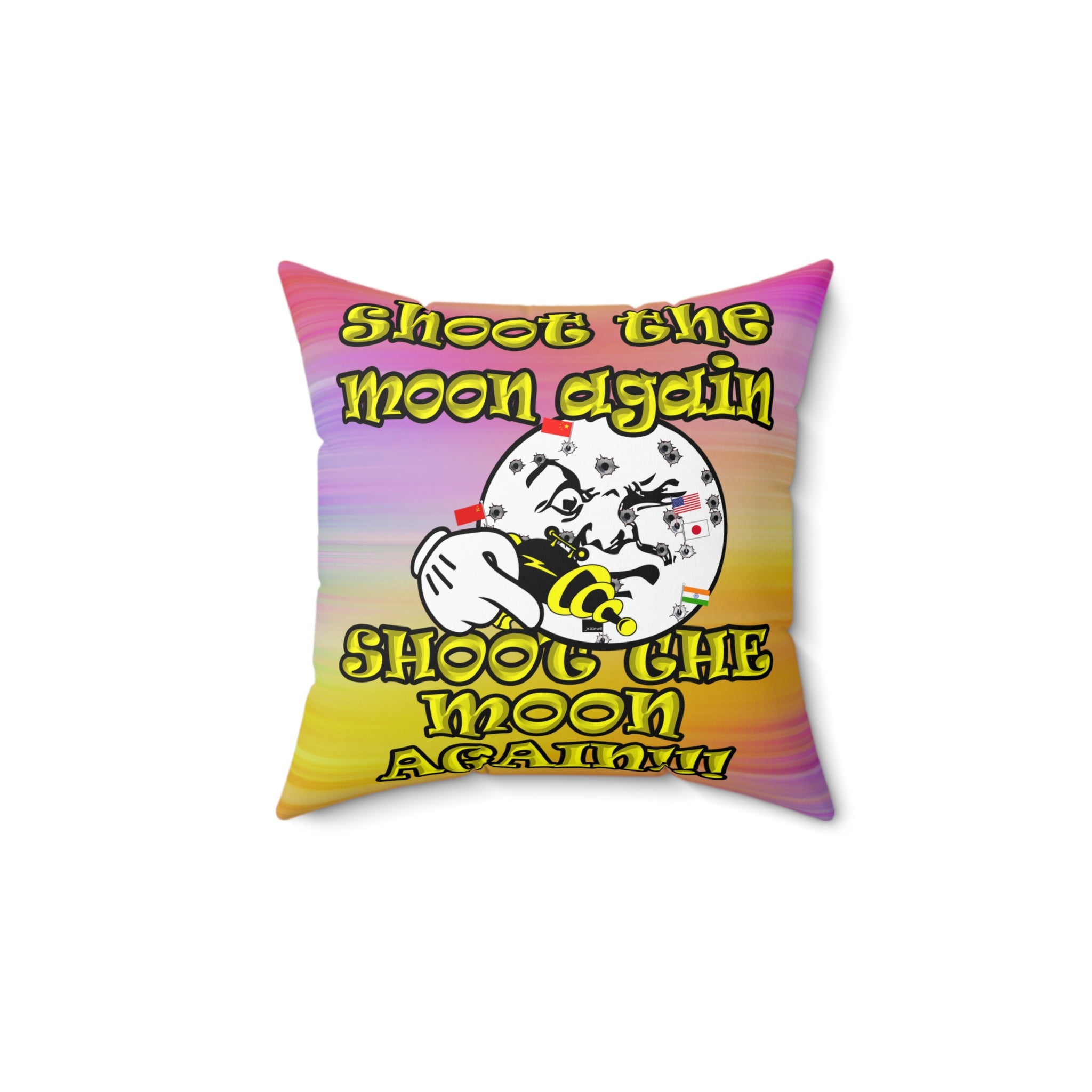 shoot the moon again - Spun Polyester Square Pillow - (color blur)