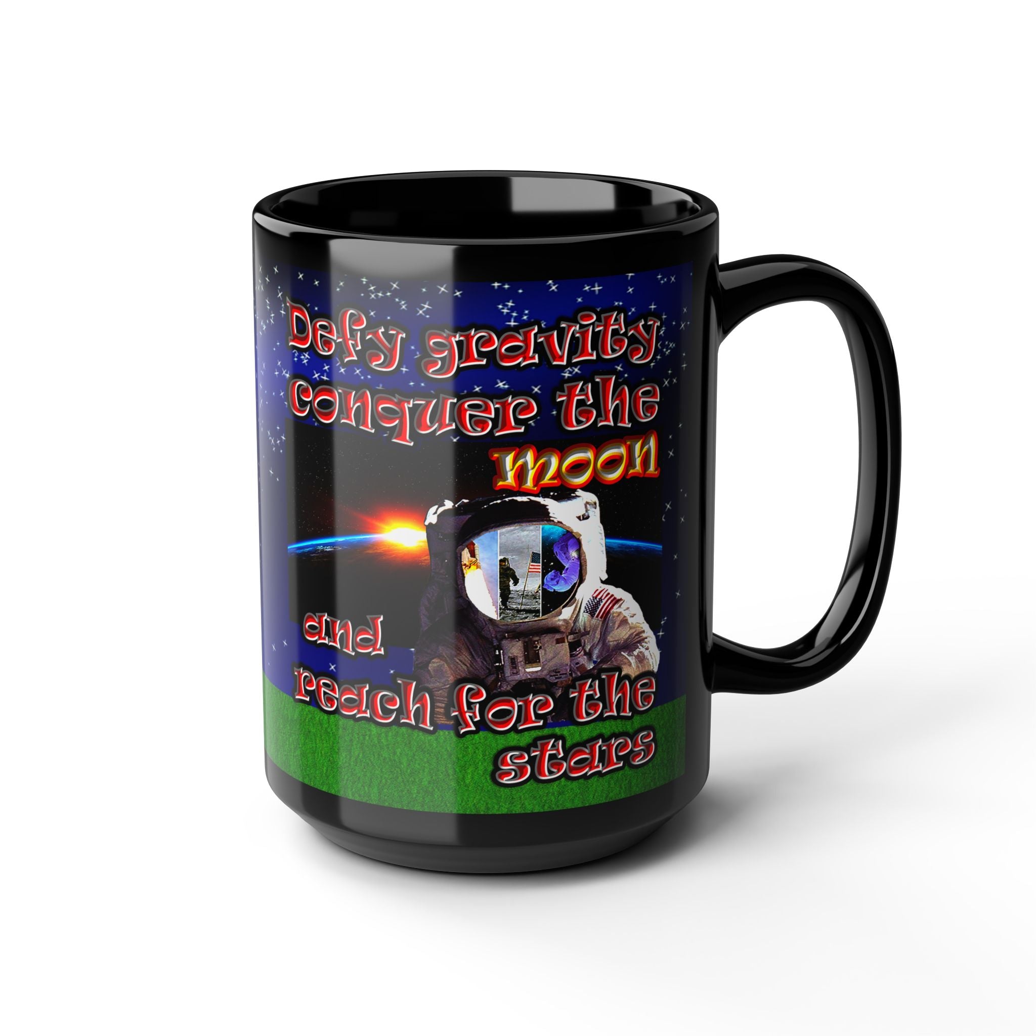 defy conquer reach - Black Mug ('snoops' background)