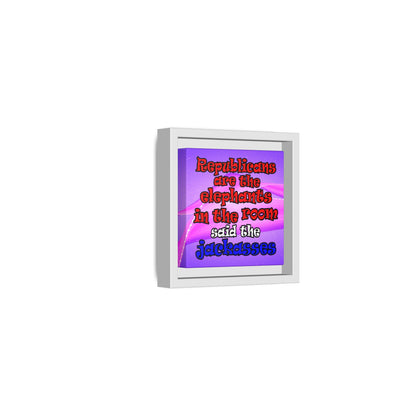 donkeys and elephants - framed canvas art (purple-pink wave)