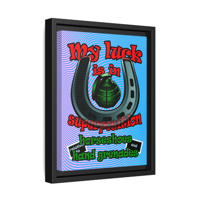 my luck - framed canvas art (light blue-purple wave)