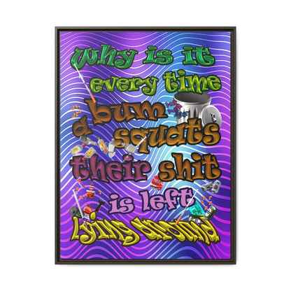 the bum's shit - framed canvas art (purple wave)