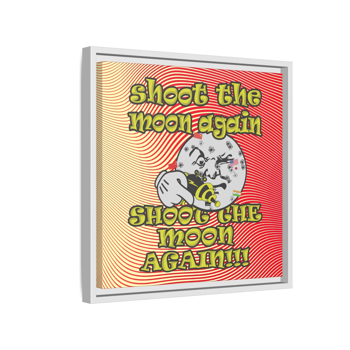 shoot the moon again - framed canvas art (yellow-orange wave)