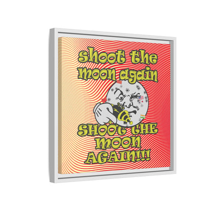 shoot the moon again - framed canvas art (yellow-orange wave)