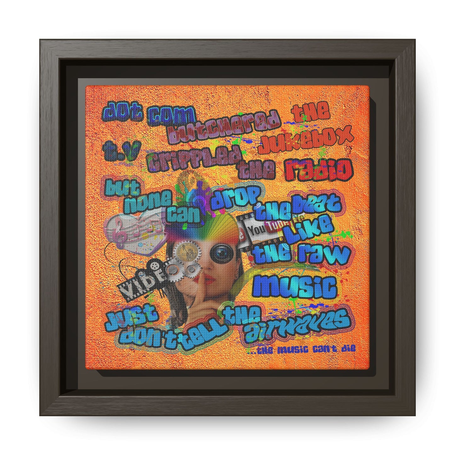 drop the beat - framed canvas art (burnt orange)