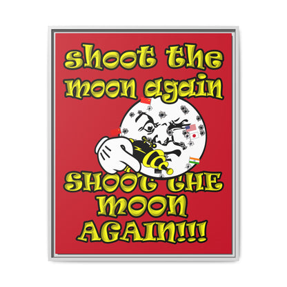 shoot the moon again - framed canvas art (dark red)
