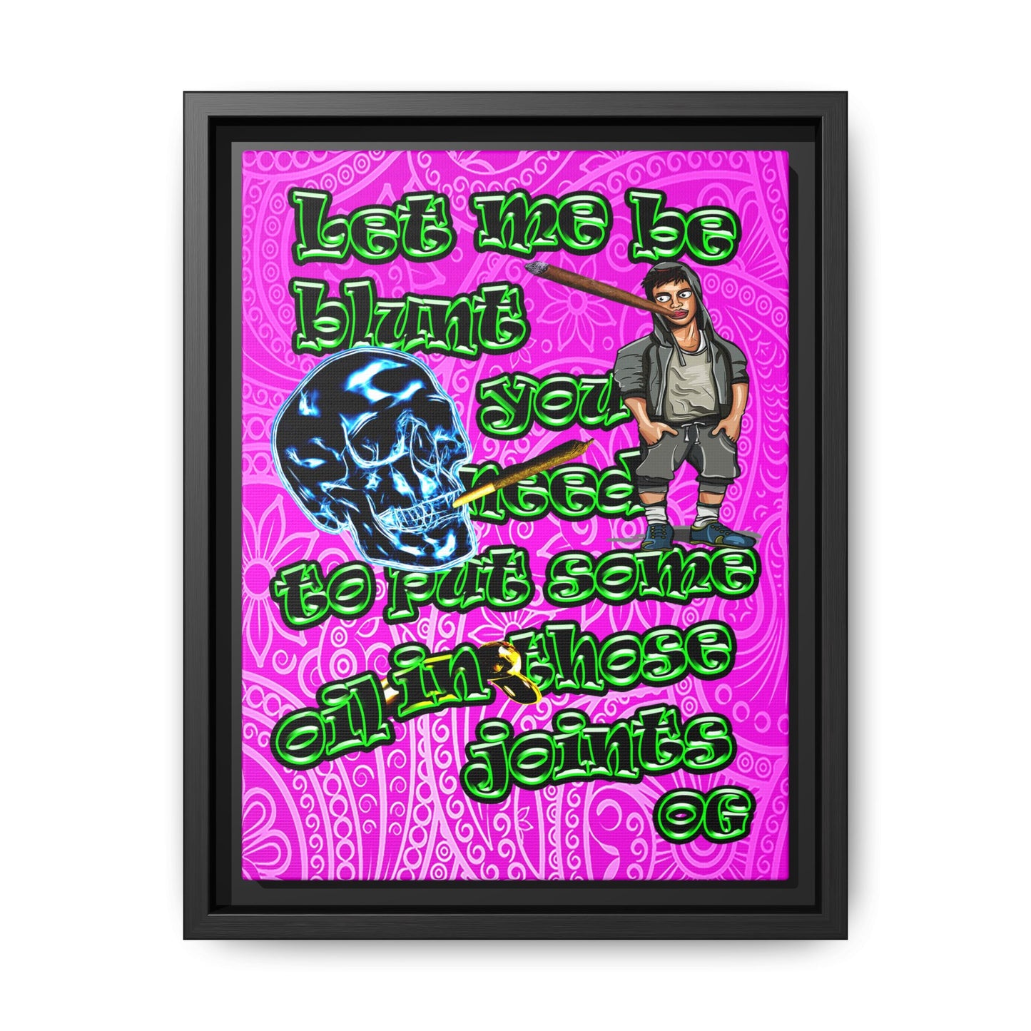 og - framed canvas art (pink swirl)