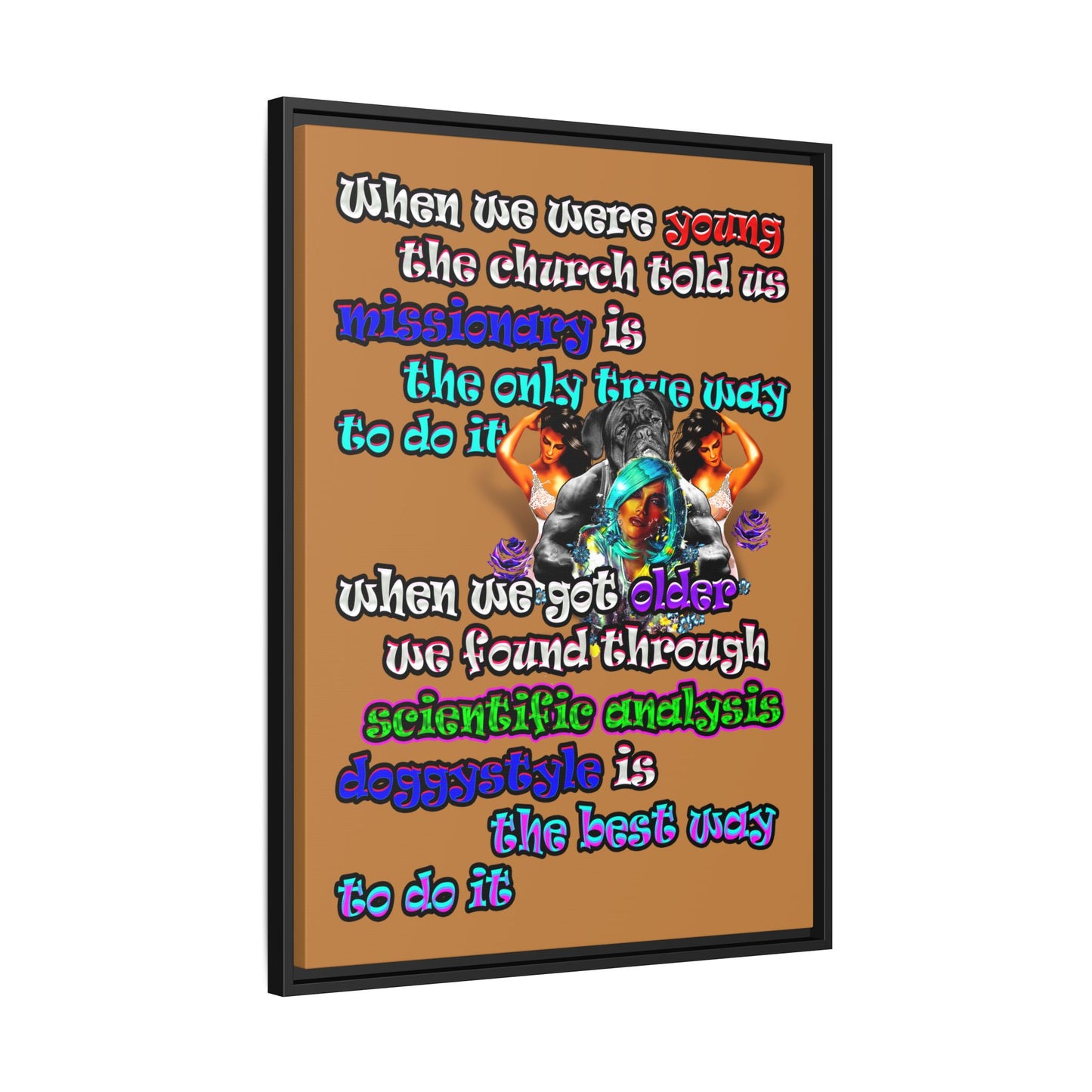 doggystyle - framed canvas art (light brown)