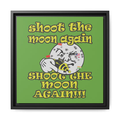 shoot the moon again - framed canvas art (green)