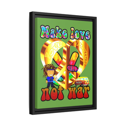 love peace - framed canvas art (green)