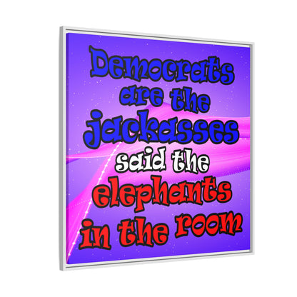 donkeys and elephants - framed canvas art (purple-pink wave)