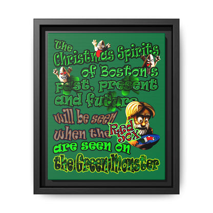 christmas spirits of boston - framed canvas art (dark green)