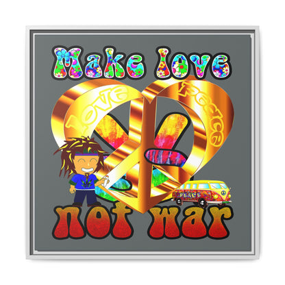 love peace - framed canvas art (dark grey)