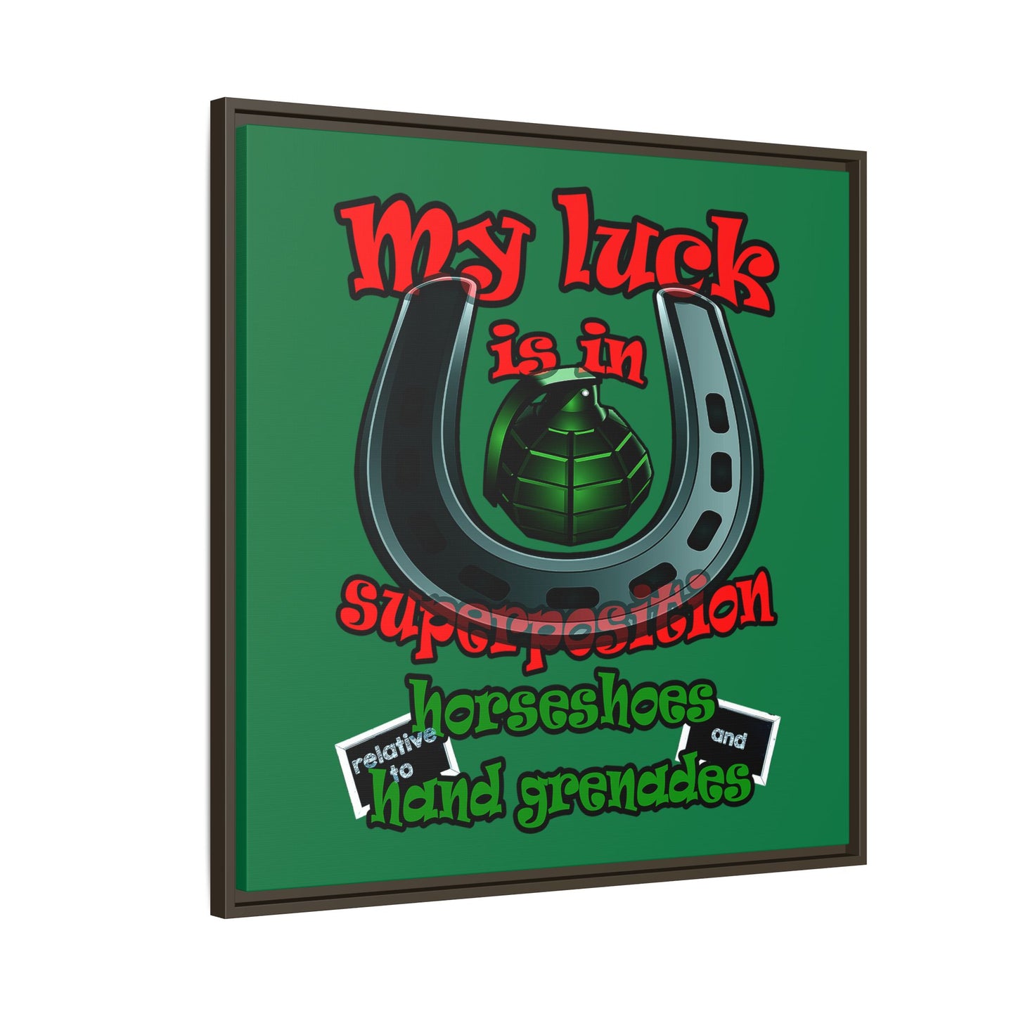 my luck - framed canvas art (dark green)