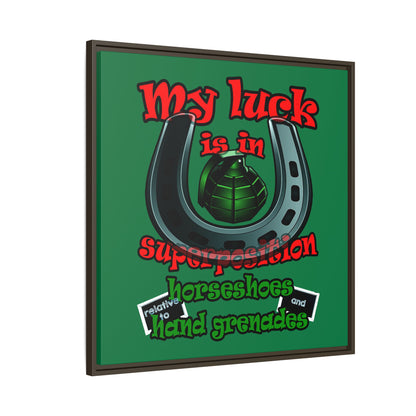 my luck - framed canvas art (dark green)